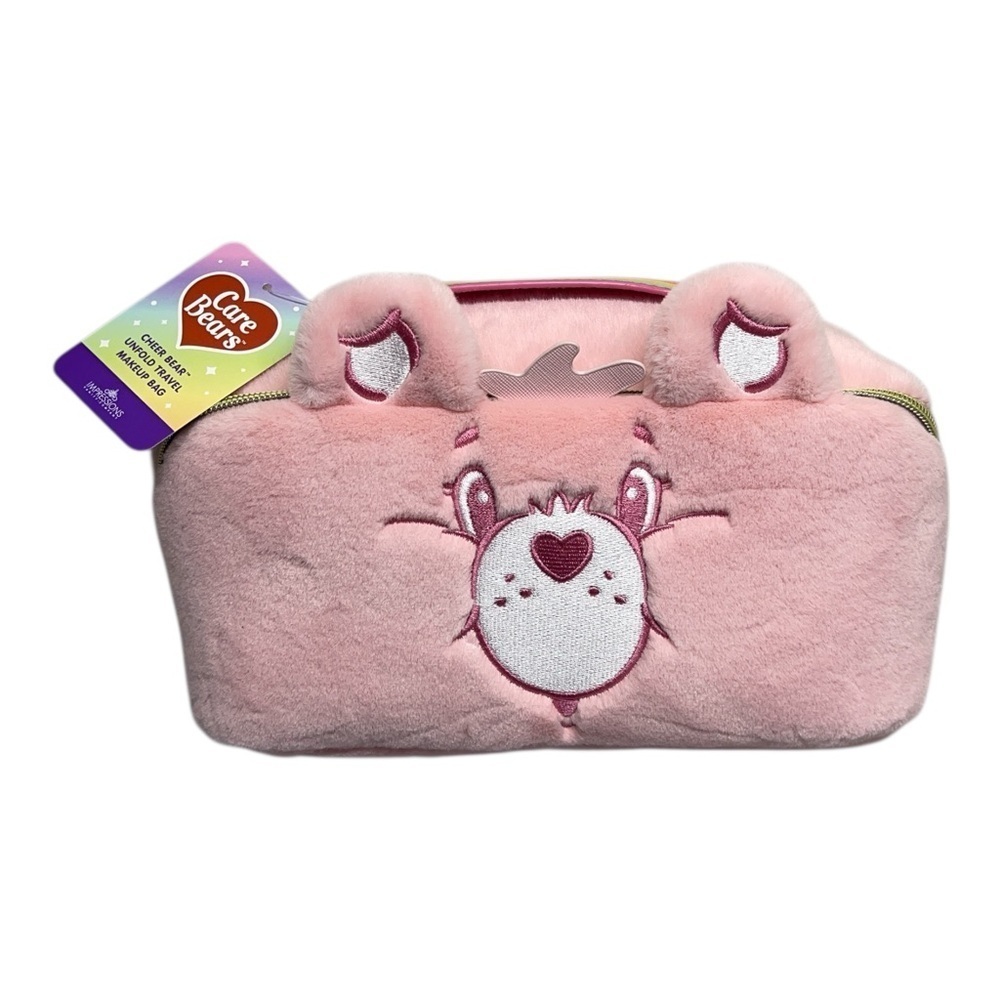 Impressions Care Bears Pink Plush Unfold Travel Makeup Cosmetic Zip Pouch New